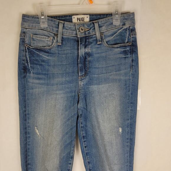 Paige Womens Hoxton Ankle Peg Mid Wash Shark Bite Hem Jeans Size 25 - Picture 5 of 10
